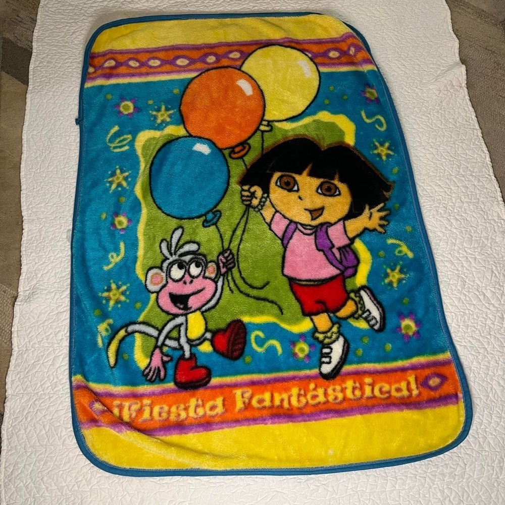 Y2k Dora the Explorer Boots Fleece Throw Blanket Fiesta Fantastica Party Fun